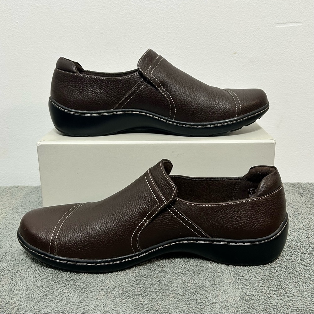 Clarks Leather Cora Poppy Slip On Shoes Womens Size 9 - Picture 2 of 13